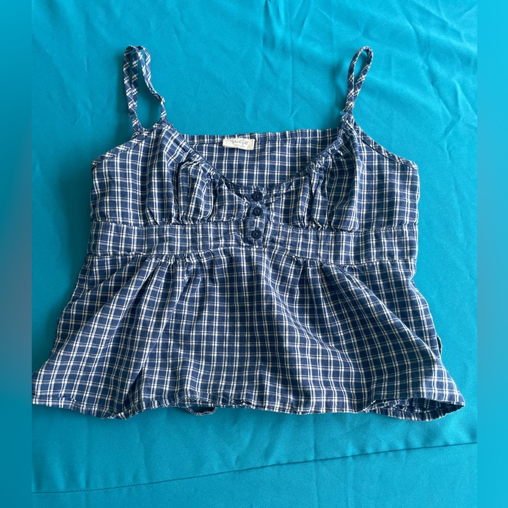 John Galt Blue Plaid Tank Top